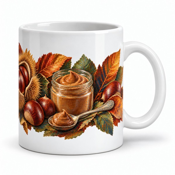 Mug gourmand - Châtaignes et crème de marrons, anse à droite