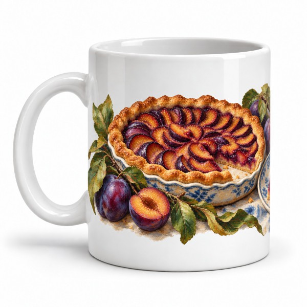 Mug gourmand - La Tarte aux prunes, anse à gauche