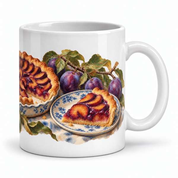 Mug gourmand - La Tarte aux prunes, anse à droite
