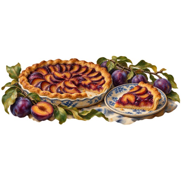 Mug gourmand - La Tarte aux prunes, décor à plat