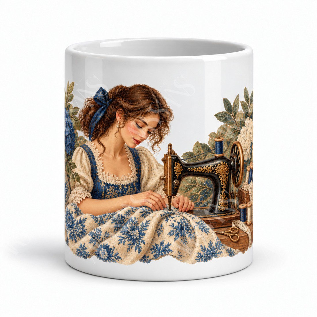 Mug métiers d’autrefois - La Couturière, façon tableau, vue de face