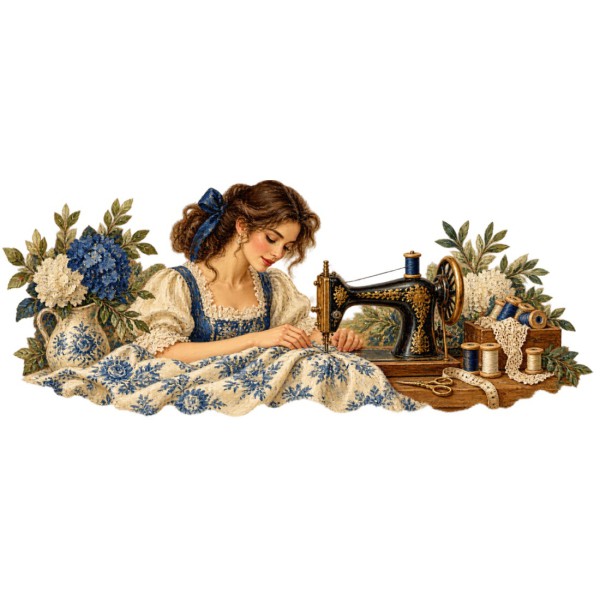 Mug métiers d’autrefois - La Couturière, façon tableau, décor à plat