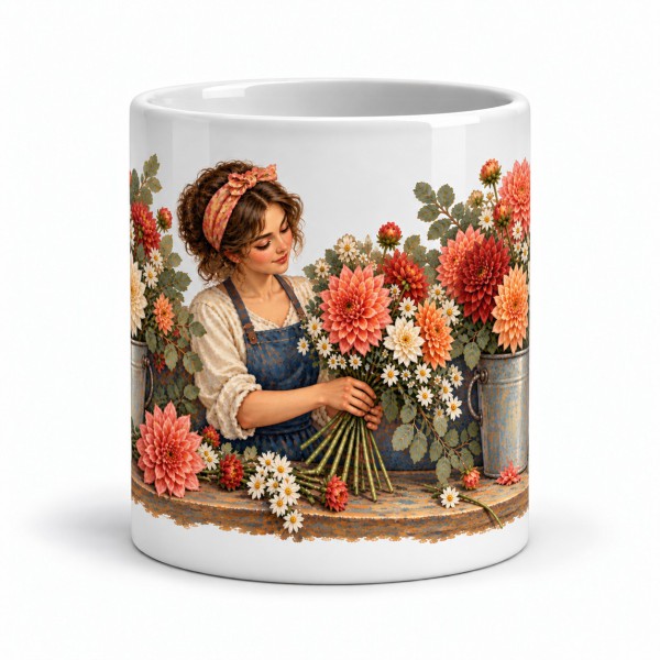 Mug métiers d’autrefois - La Fleuriste, façon tableau, Manufacture Arssans