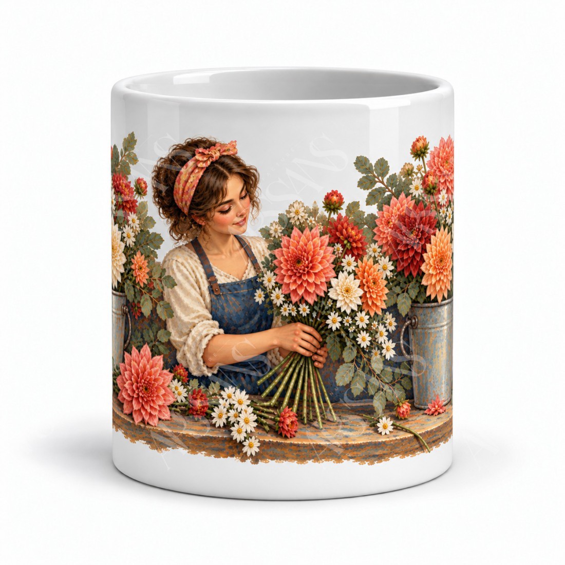 Mug métiers d’autrefois - La Fleuriste, façon tableau, vue de face