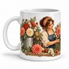 Mug métiers d’autrefois - La Fleuriste, façon tableau, anse à gauche