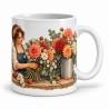 Mug métiers d’autrefois - La Fleuriste, façon tableau, anse à droite