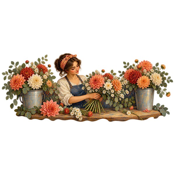 Mug métiers d’autrefois - La Fleuriste, façon tableau, décor à plat