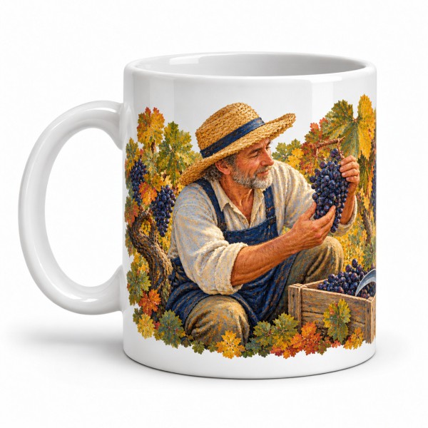 Mug métiers d’autrefois - Le Vigneron, façon tableau, anse à gauche