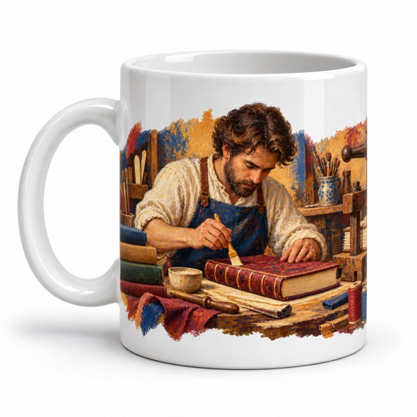 Mug métiers d’autrefois - Le Relieur, anse à gauche