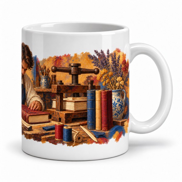 Mug métiers d’autrefois - Le Relieur, anse à droite