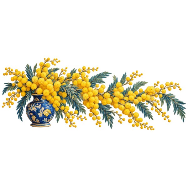 Mug fleurs - Mimosas d’hiver, décor à plat