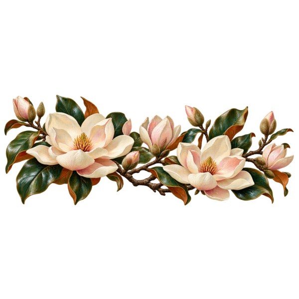 Mug fleurs - Magnolias de porcelaine, décor à plat