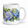 Mug fleurs - Hortensias bleus, façon tableau, anse à droite