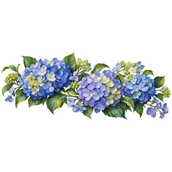 Mug fleurs - Hortensias bleus, façon tableau, décor à plat