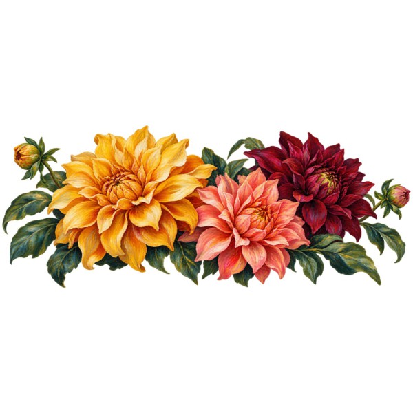 Mug fleurs - Dahlias de septembre, décor à plat