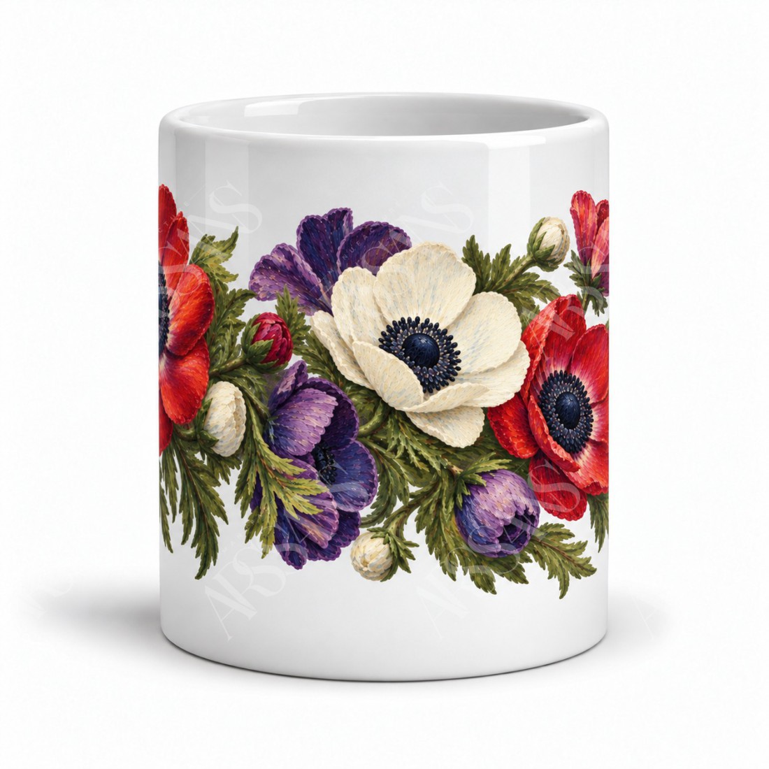 Mug fleurs - Anémones du printemps, vue de face