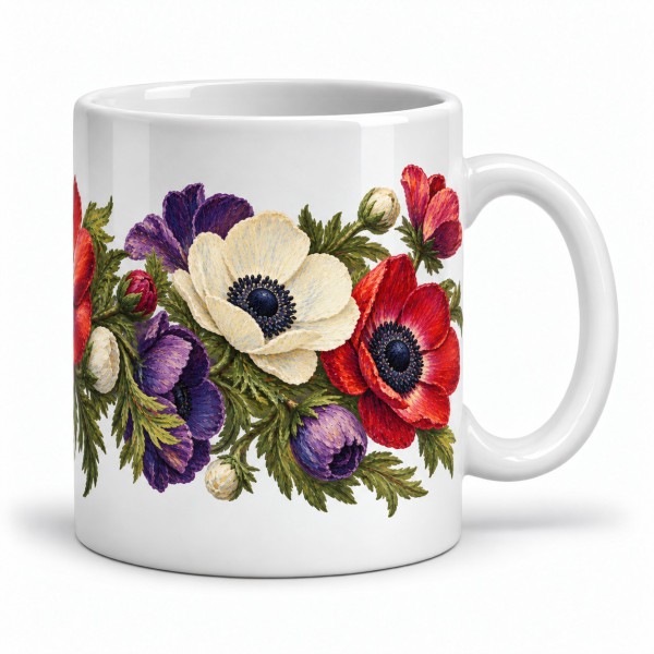 Mug fleurs - Anémones du printemps, anse à droite