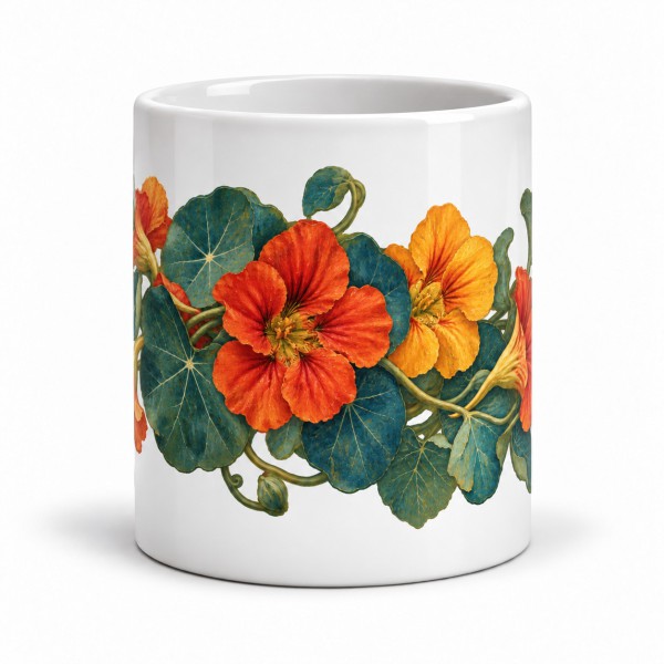 Mug fleurs - Capucines au jardin, façon tableau, Manufacture Arssans