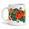 Mug fleurs - Capucines au jardin, façon tableau, anse à gauche