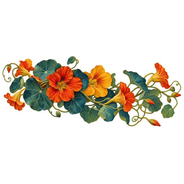 Mug fleurs - Capucines au jardin, façon tableau, décor à plat