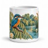 Mug nature - Martin-pêcheur sur la rivière, façon tableau, vue de face
