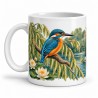 Mug nature - Martin-pêcheur sur la rivière, façon tableau, anse à gauche