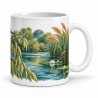Mug nature - Martin-pêcheur sur la rivière, façon tableau, anse à droite