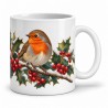 Mug nature - Rouge-gorge et baies d’hiver, anse à droite