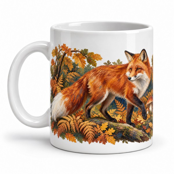 Mug nature - Le Renard des sous-bois, façon tableau, anse à gauche