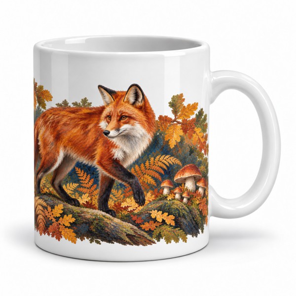 Mug nature - Le Renard des sous-bois, façon tableau, anse à droite
