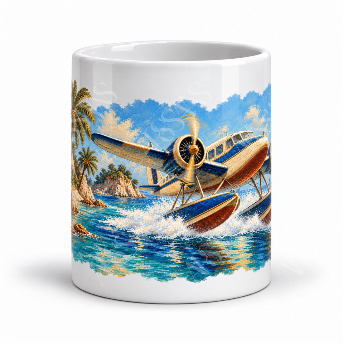 Mug voyage - L’Hydravion des îles, façon tableau, vue de face