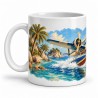 Mug voyage - L’Hydravion des îles, façon tableau, anse à gauche