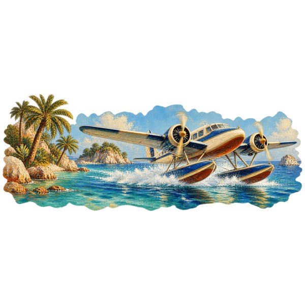 Mug voyage - L’Hydravion des îles, façon tableau, décor à plat