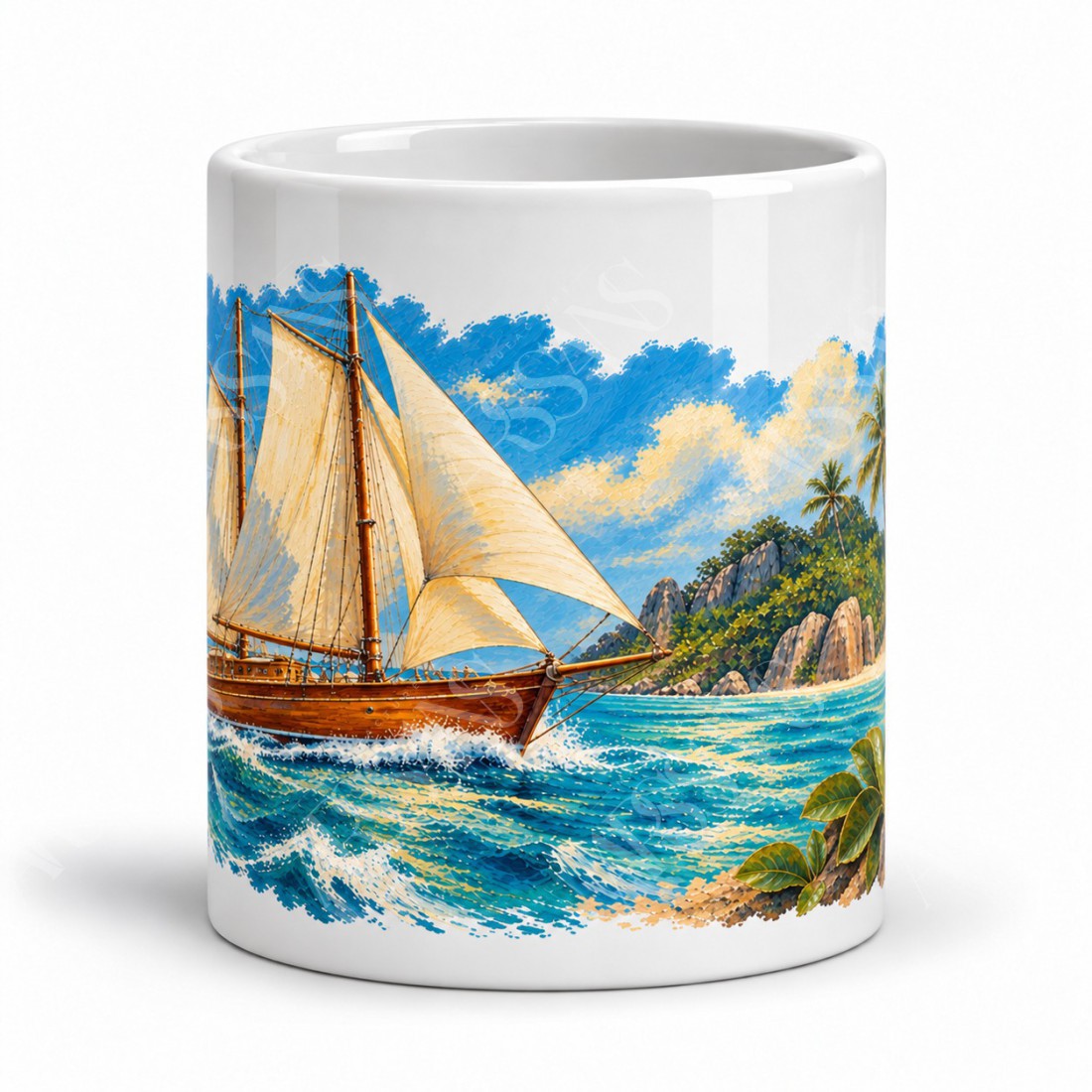 Mug voyage - Le Voilier des alizés, vue de face