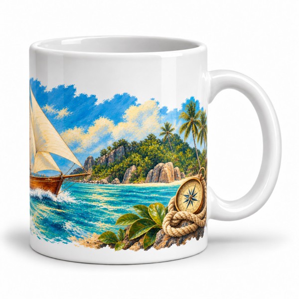 Mug voyage - Le Voilier des alizés, anse à droite