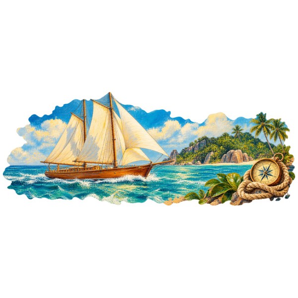 Mug voyage - Le Voilier des alizés, décor à plat