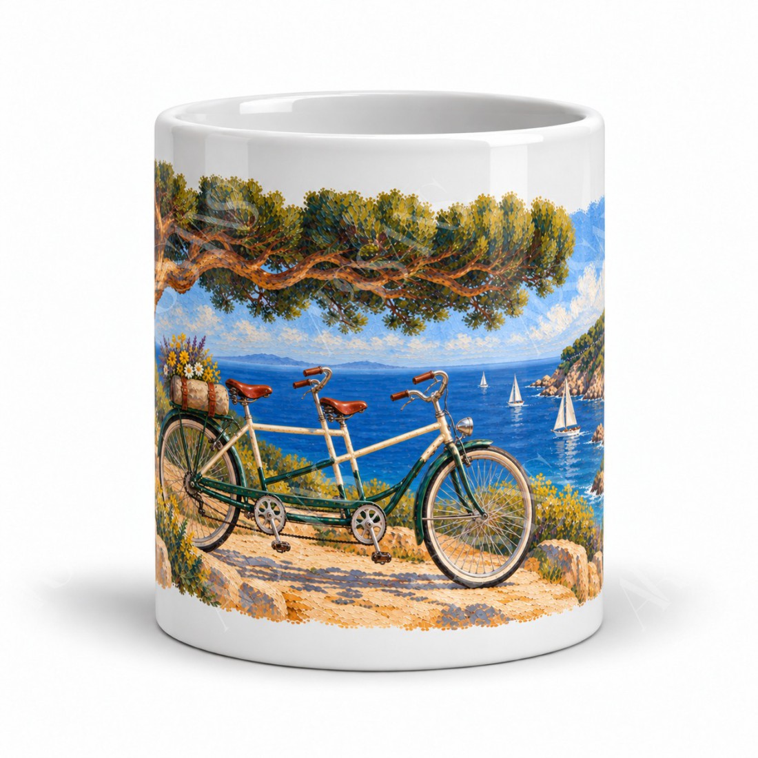 Mug rétro - Le Tandem des vacances, vue de face