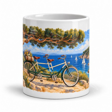Mug rétro - Le Tandem des vacances, vue de face