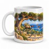 Mug rétro - Le Tandem des vacances, anse à gauche