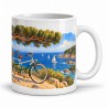 Mug rétro - Le Tandem des vacances, anse à droite