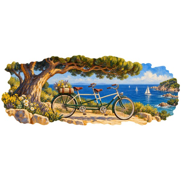 Mug rétro - Le Tandem des vacances, décor à plat