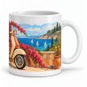 Mug rétro - Le Scooter de la Riviera, façon tableau, anse à droite