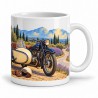 Mug rétro - Le Side-car des routes bleues, anse à droite