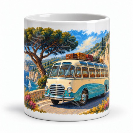 Mug rétro - L’Autocar des excursions, vue de face