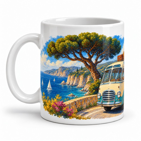 Mug rétro - L’Autocar des excursions, anse à gauche