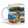 Mug rétro - L’Autocar des excursions, anse à gauche