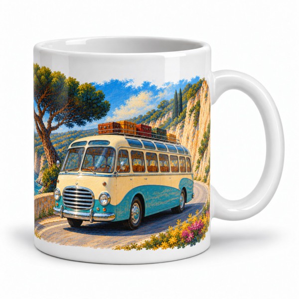 Mug rétro - L’Autocar des excursions, anse à droite
