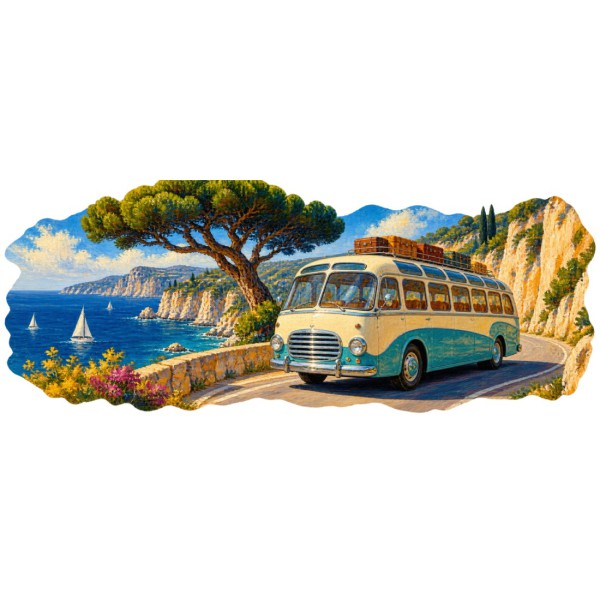 Mug rétro - L’Autocar des excursions, décor à plat