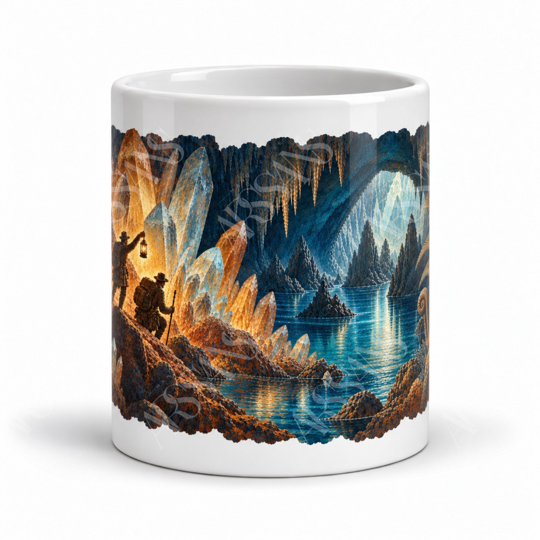 Mug Jules Verne - Voyage au centre de la Terre, façon tableau, vue de face