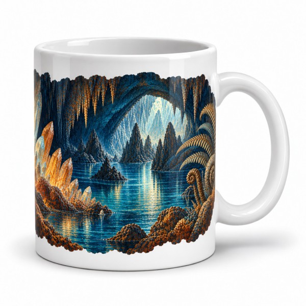 Mug Jules Verne - Voyage au centre de la Terre, façon tableau, anse à droite